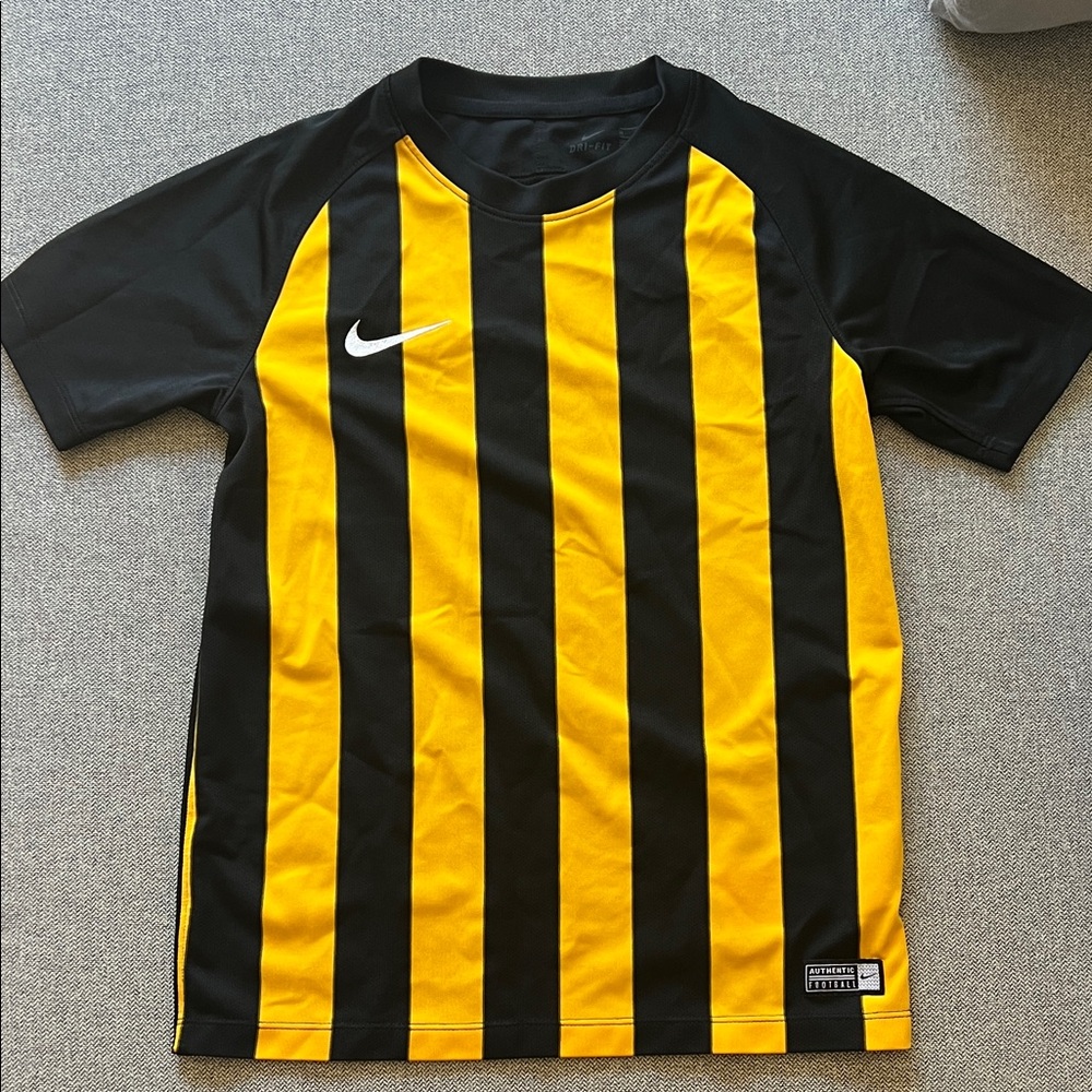 Nike Kids Black and Gold Striped Jersey